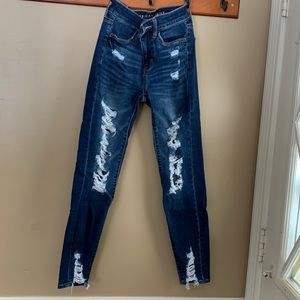 American Eagle Ripped High Waisted Jeans - Womens 00 short
